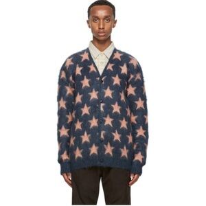 Needles Navy and Pink Mohair Star Cardigan